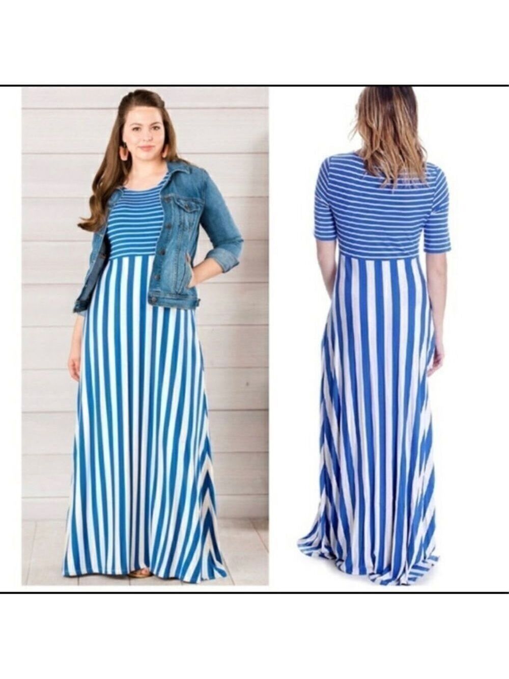 Matilda Jane Road Ahead Blue Striped Maxi Dress‎